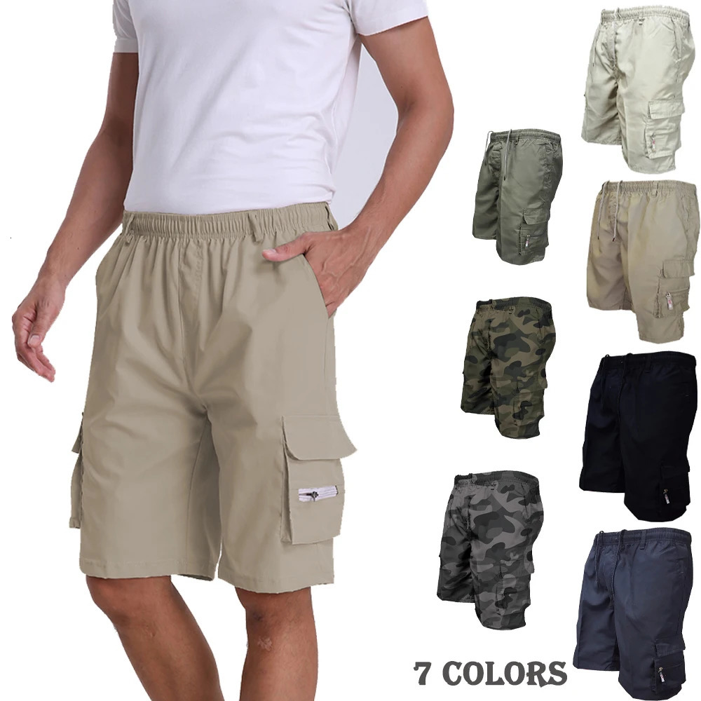 Mens Military Cargo Shorts Big Multi Pocket Sports Casual Outdoor Hiking Relaxed Fit Cotton Shorts Trousers Plus Size for Male 250606