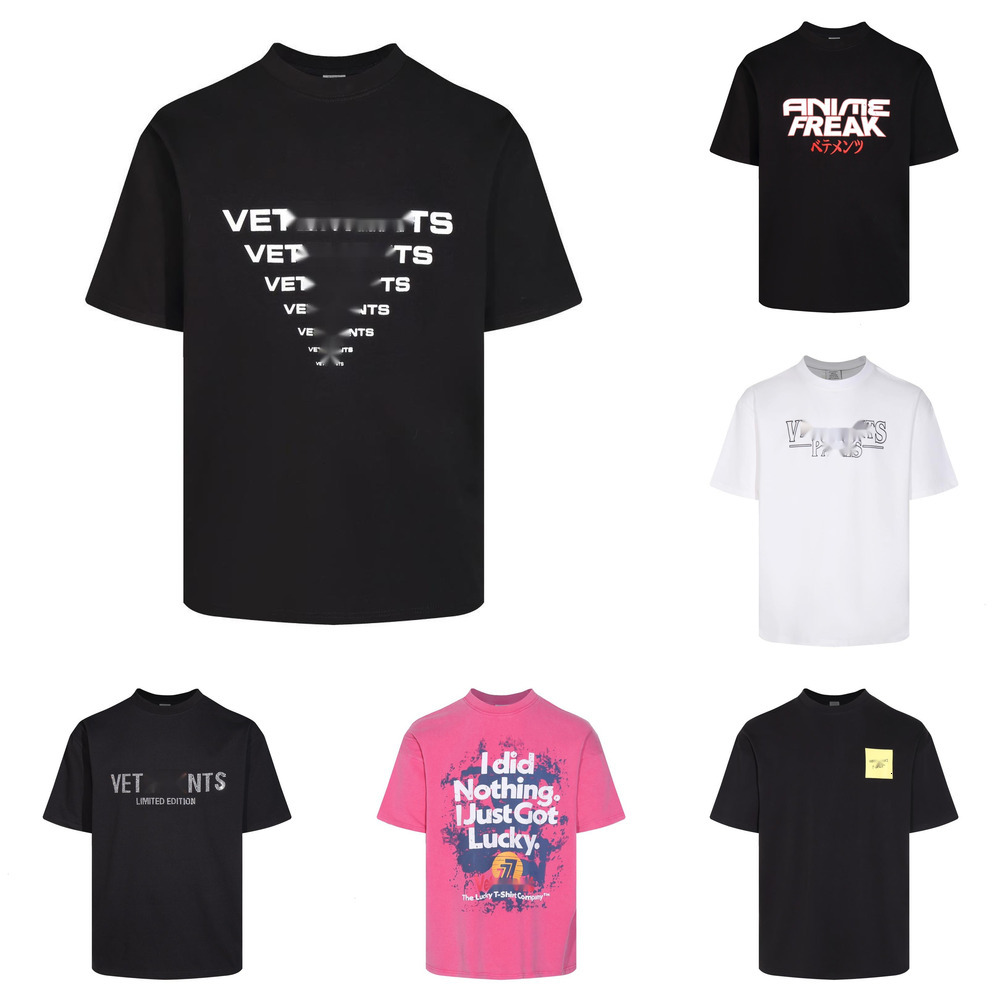 VTM ICONS Mens T Shirts Graffiti Letter Print Washed Vintage tees High-Quality Unisex Couple Loose Short Sleeve Hip Hop Casual Cotton T-Shirt tops r