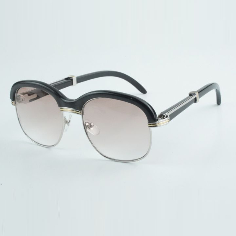 designer high quality natural color horn cross-browed sunglasses horn full frame fashion high-end black buffalo horn legs sunglasses 1116728 Size 60