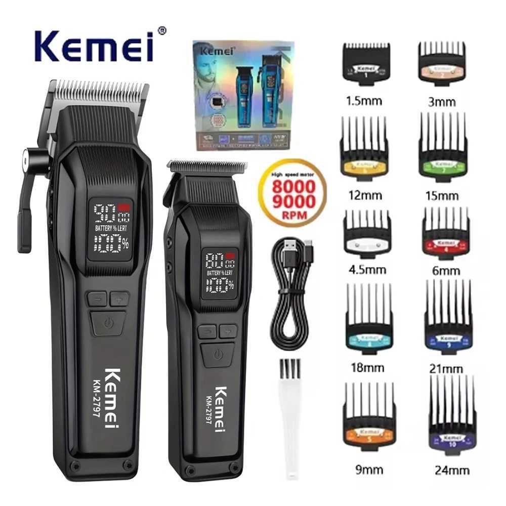 Kemei Professional Electric Hair Clipper Kit Rechargeable Hair Trimmer Shaver For Men USB Charging Beard Razor KM-2797 Kemei W250609