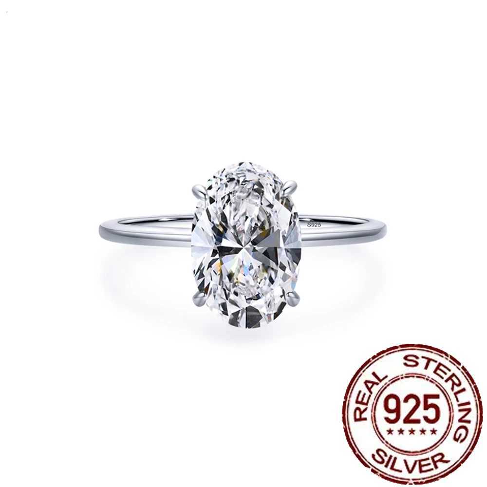 CWWZircons Luxury 925 Sterling Silver 5CT Oval Cubic Zircon Ring for Women Sparkling Wedding Band Jewelry Valentines Gift SR006 W250609 W250609