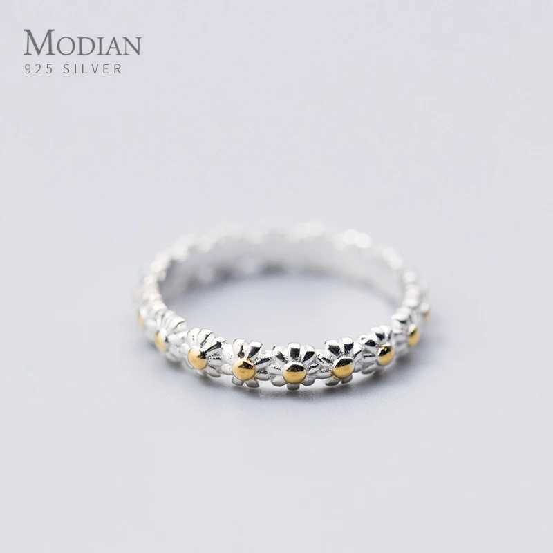 Modian Stackable Tiny Sun Flower Sterling Silver 925 Ring for Women Gift Cute Plant Finger Ring Original Fine Jewelry 2020 New W250609 W250609