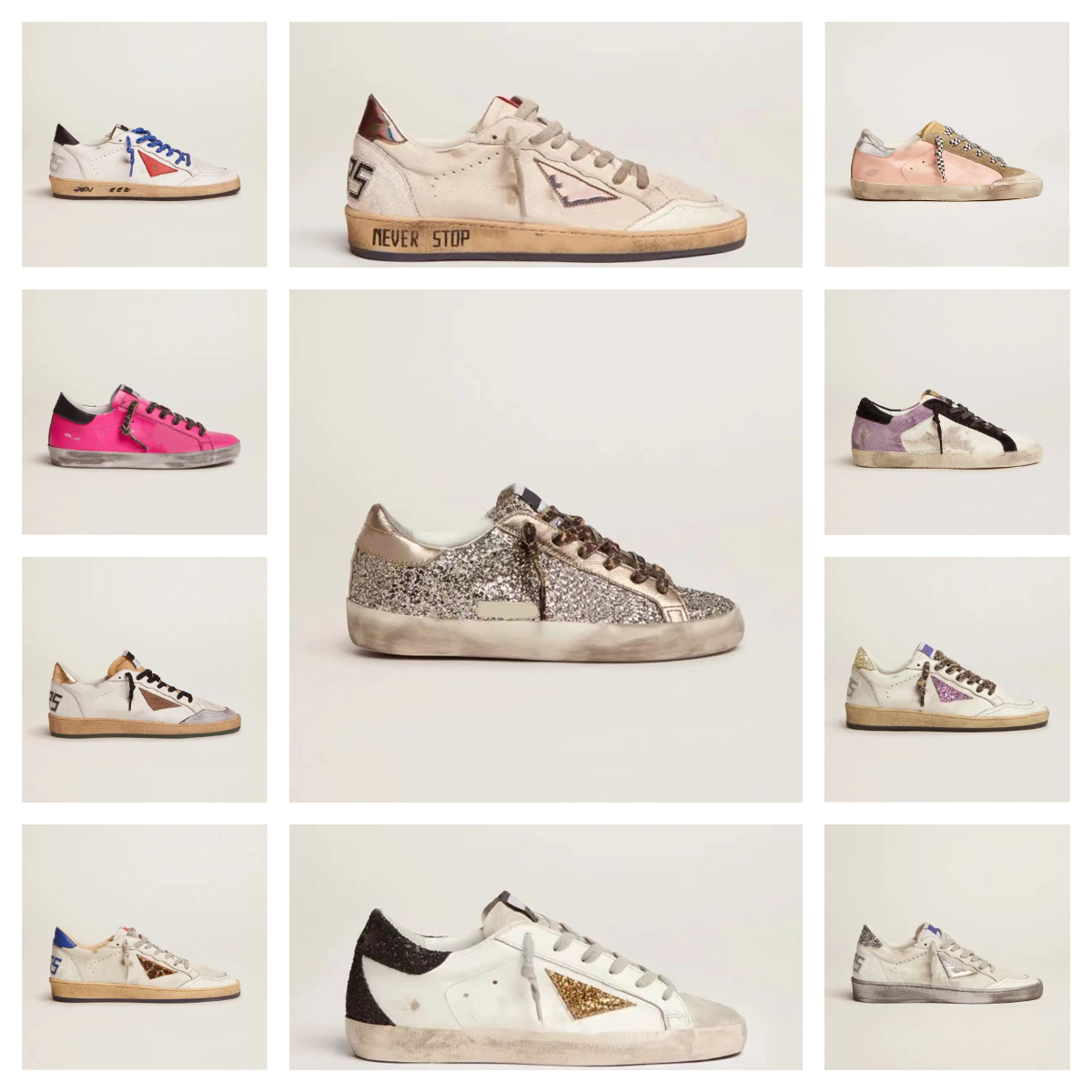 Classic Designer shoes do old dirty Gold Super Star Italian brand Super Dirty shoes loafers womens Sequin White Beige/White/Silver Do-old Dirty l