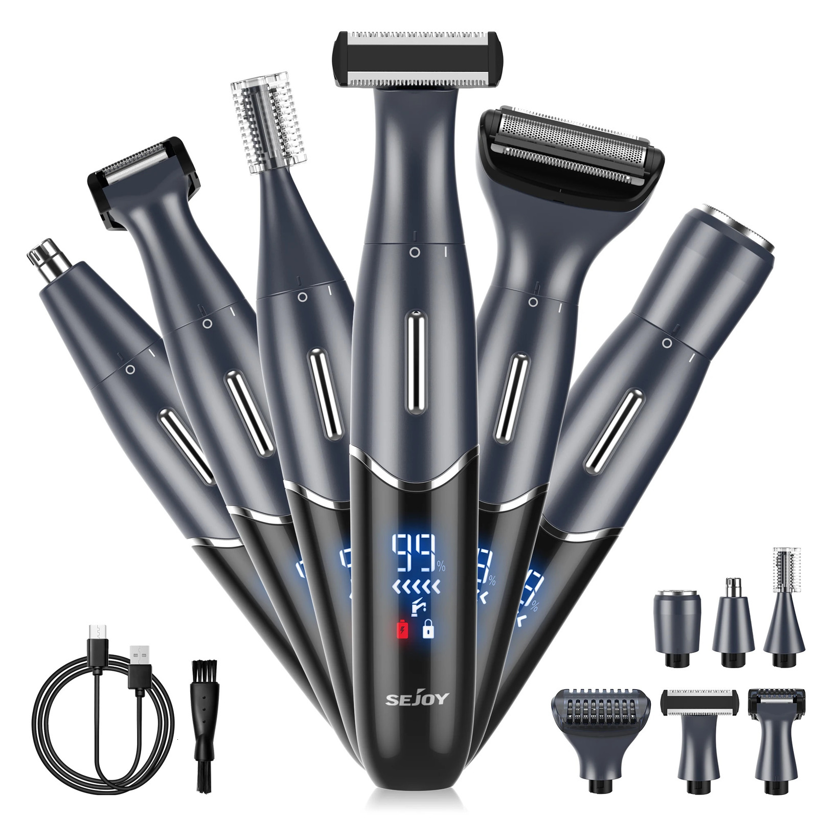 Sejoy 6 In 1 Body Hair Trimmer Kit Electric Beard Shaver Men Women Nose Hair Trimmer Eyebrow Razor Portable Body Shaver IPX5 250609