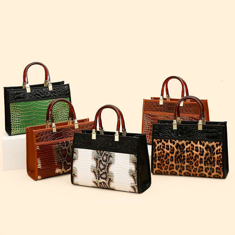 Trendy Fashion Three-Piece Set Handbag Mother-Daughter Textured Leopard Print Large Capacity Shoulder Bag GUHUISHU