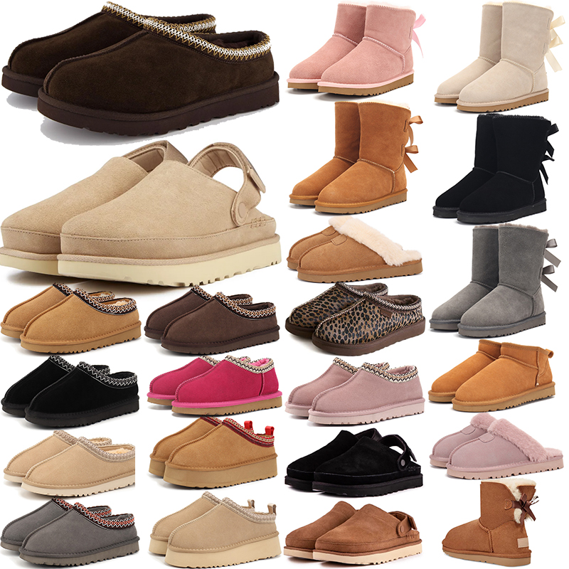 2026 fur slides designer wool Slippers clog suede tazz winter Booties slide australia snow Plush Rubber classic non slip mens women shoes big size 5