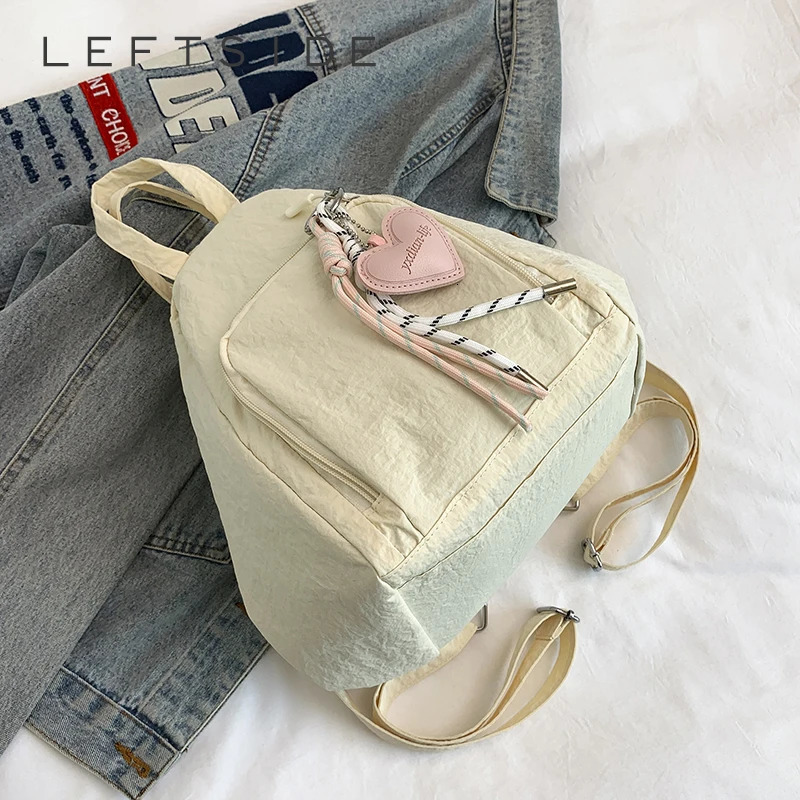 LEFTSIDE Womens Small Soft Nylon Backpacks Korean Fashion Summer Backpack Girls School Bag Cute School Bag Back Pack 250609