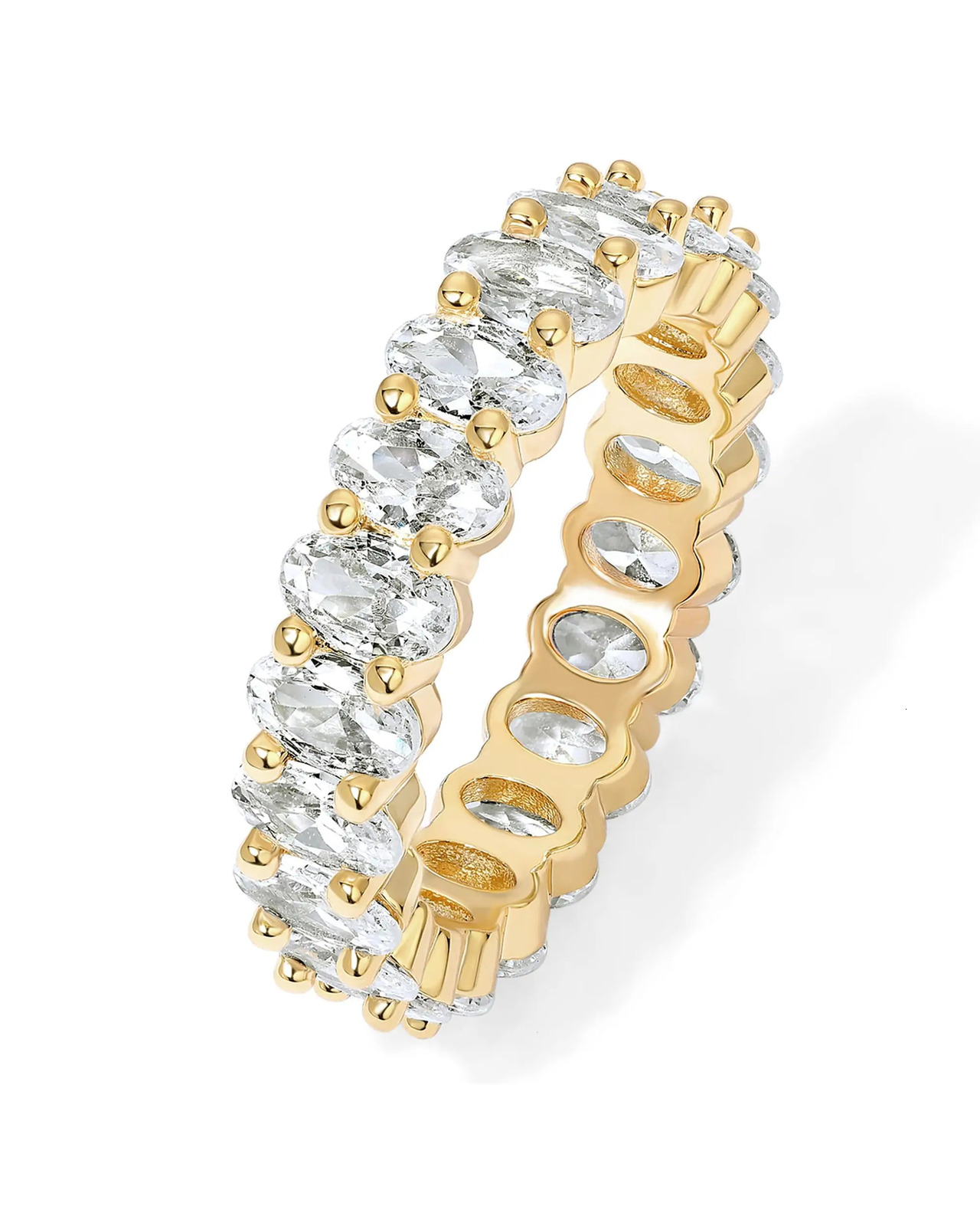 Shevalue 14K Gold Plated Rings Oval Cubic Zirconia Love Ring Ring Stackable Rings for Women Gift Jewelry 250609