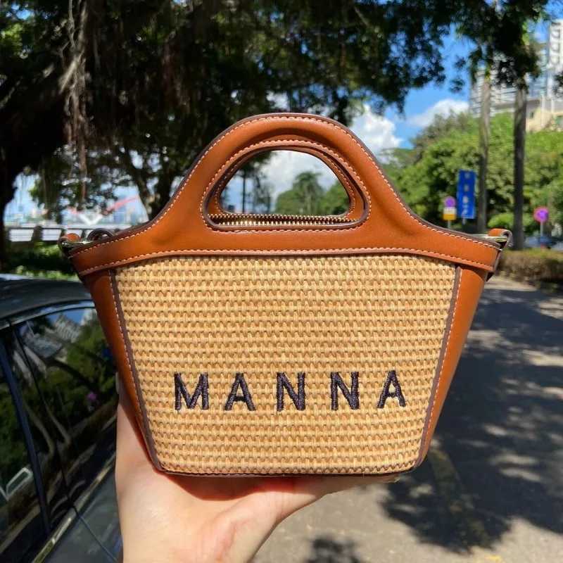 Advanced Sense Bag Womens New Summer Straw Woven Bag Spliced One Shoulder Crossbody Basket Beach Bags n Ladies Handbag S2569-image-1061075431