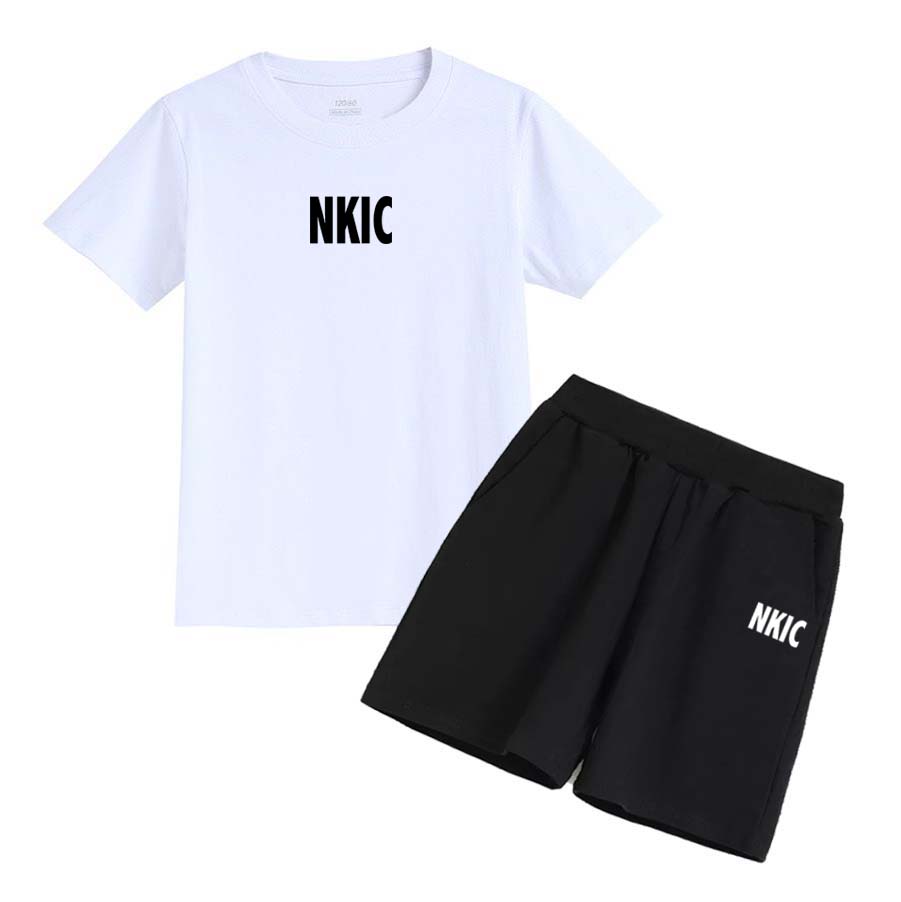 Summer Children Boys 2PCS Clothes Set Kids Boys Solid Short Sleeves Shorts Outfit Toddler Sport Suits Babys Brand White Tracksuits-image-1100751194