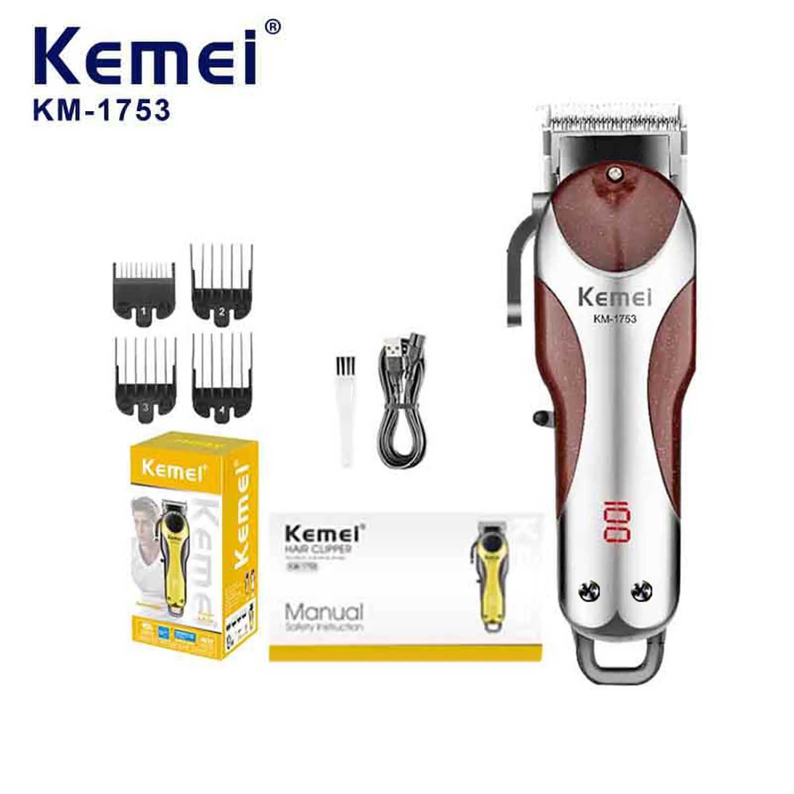 Kemei KM-1753 Electric Hair Cutting Machine High Quality Cordless Hair Clipper Professional Barber Trimmer for Men Hair Removal W250609