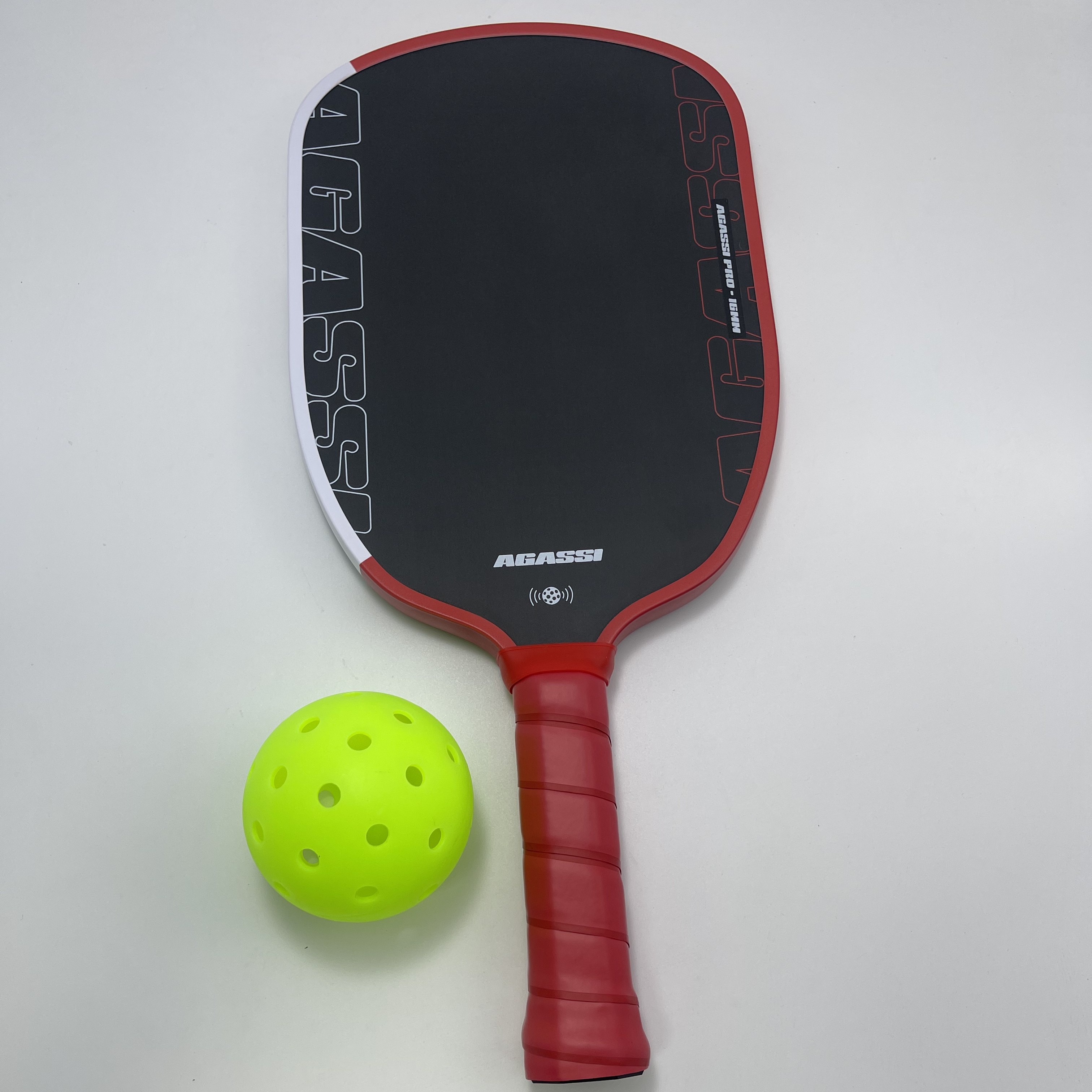 JOOLA Agassi Pro 16mm Carbon Fiber Pickleball Paddle - OEM Customizable (White/Red, Feel-Tec Surface)-image-1061102754