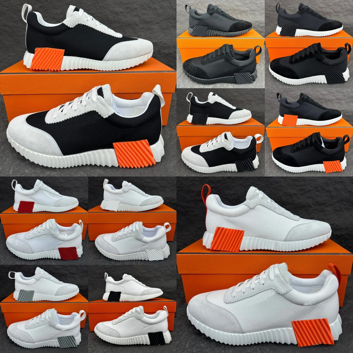 Bouncing heemmesssneakers Designer Suede Casual Shoes H Word Trainers Breathable Mesh Shoe Men Bounce Women Sneaker Non-Slip Rubber Sole Flat Traine