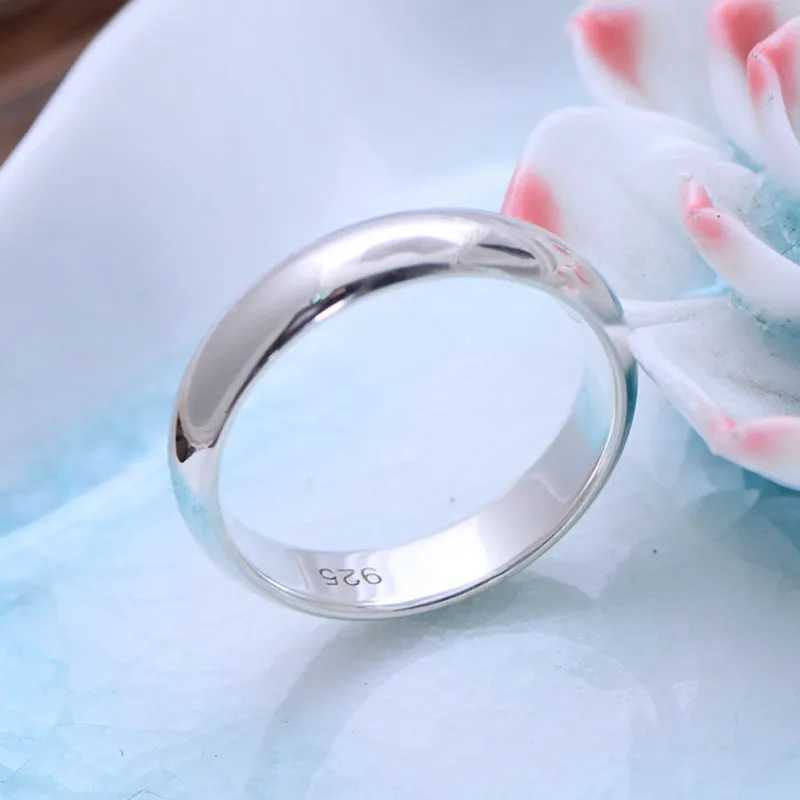Buyee 925 Sterling Silver Simple Ring Finger Light Smooth Sweet Ring for Women Men Classic Couples Fine Jewelry Circle W250609 W250609
