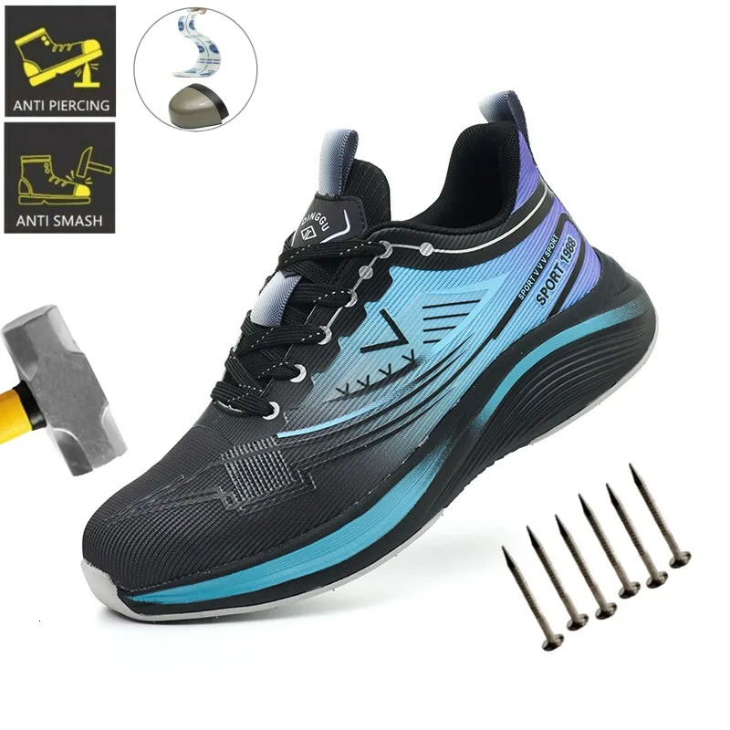 Chaussures de sécurité en acier Men Anti-Puncture Anti-Smash Non Slip Industrial Work Boots Lightweight Breathable Sport Shoes Safety Pro 250609