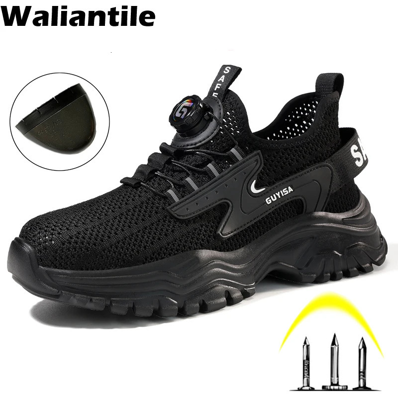 Waliantile Souciorable de sécurité Chaussures pour hommes Construction Bottes de travail Bottes de travail Anti-Smash Puncture Proofing Indestruc