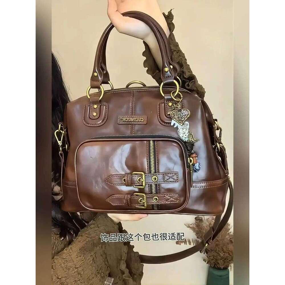Jiaerdi rétro marron grand capacité bourse femmes 2025 Handle de cuir vintage mini sac à dos dames filles chaudes y2k sacs esthétique