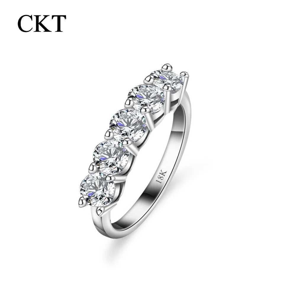 CKT 18k White Gold Diamond Moissanite Ring Womens Platinum Pt950 Rings Five-Star Princ Ring Crown Ring Wedding Bands Jewelry W250609 W250609