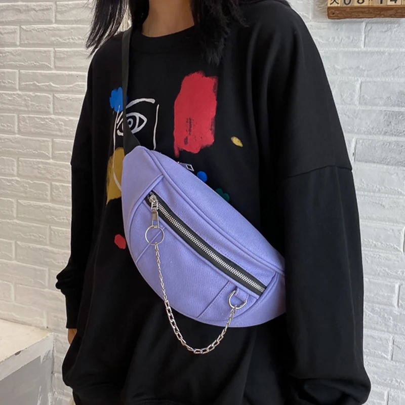 Women Chain Waist Bag Ladies ner Canvas Fanny Pack Fashion Travel Money Phone Chest Banana Female Bum Belt Bags 250605