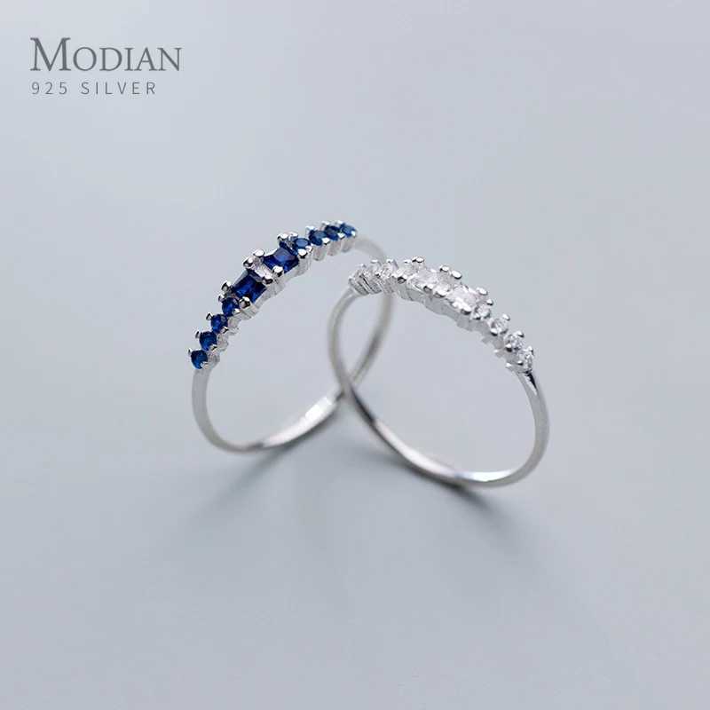 Modian Exquisite Wedding Engagement Ring for Women Real 925 Sterling Silver 2 Different Color Zircon Ring Fine Jewelry 2020 New W250609 W250609