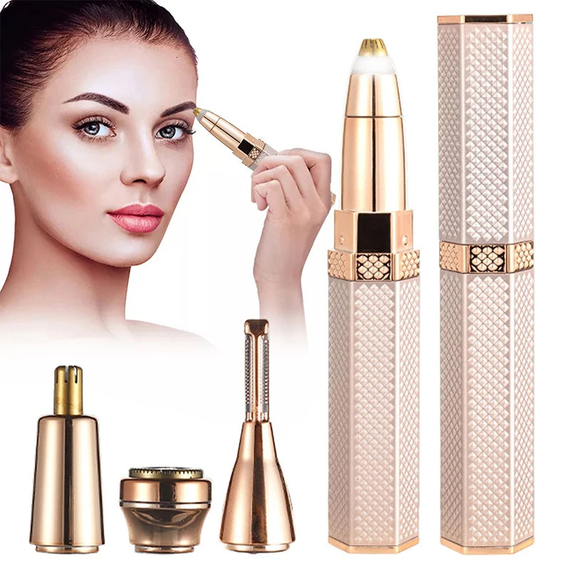 4 In 1 Facial Electric Shaver For Women Full Body Epilator Rechargeable Painless Eyebrow Nose Bikini Hair Trimmer 250609