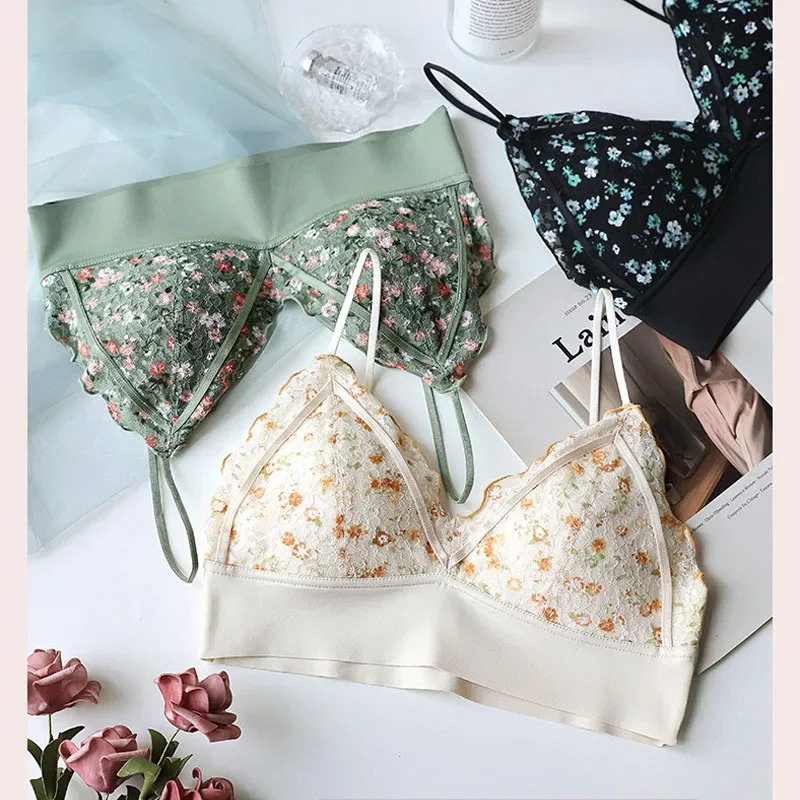 Women Flower Print Seamless Bra Floral Push Up Bras Professional Sexy Lace Lingerie Breathable Lingerie Female Underwear 250606
