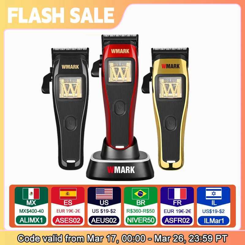 Clippers de cheveux professionnels WMARK NG-X1 pour hommes Motor magnétique micropuce 10000rpm 9V avec support de charge Cordon Cordon Coupe-cord