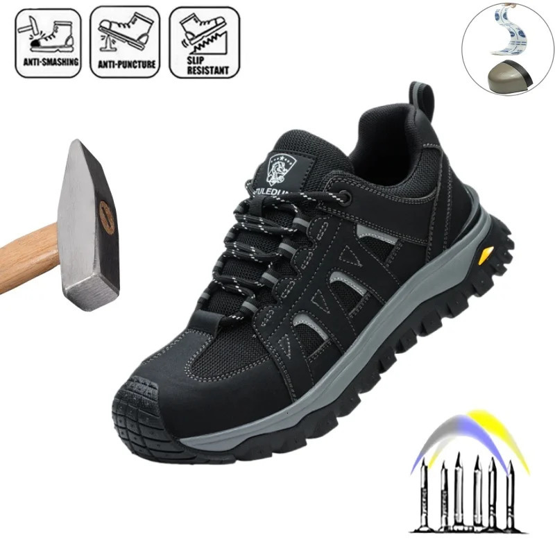 Chaussures de sécurité en acier Men de sécurité Bottes de sécurité Légères Basqueurs confortables Boots Men Boots Chaussures résistantes aux glis