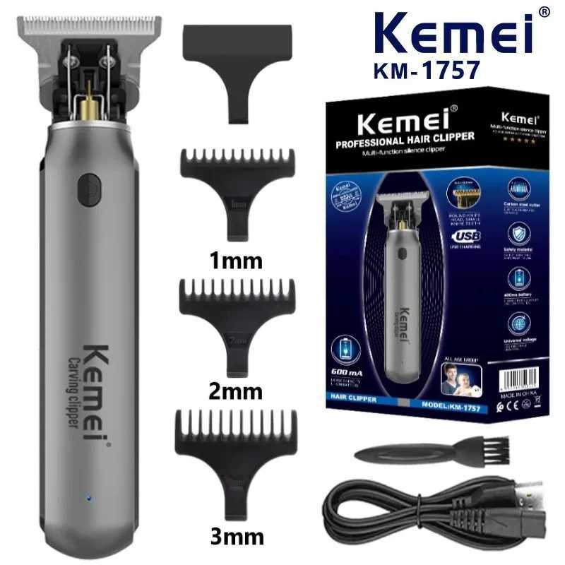 USB Chargement de la lame zéro couture à cordon Trimmer Kemei KM-1757 Hair Clipper Hollow Head Barber Hair coup de coupe W250609