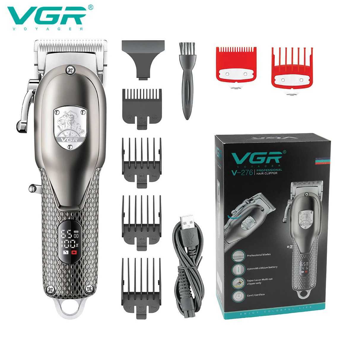 VGR V-276 Coiffe de cheveux en métal réglable Machine de coiffure électrique Barber électrique Clipper sans fil avec affichage LED W250609
