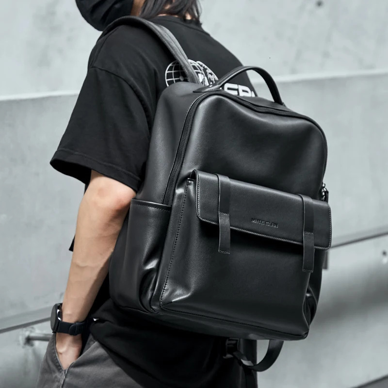 Travel Backpack Men High Quality Casual PVC Leather Waterproof Multifunction Large Capacity Bag Business School Fashion 250605