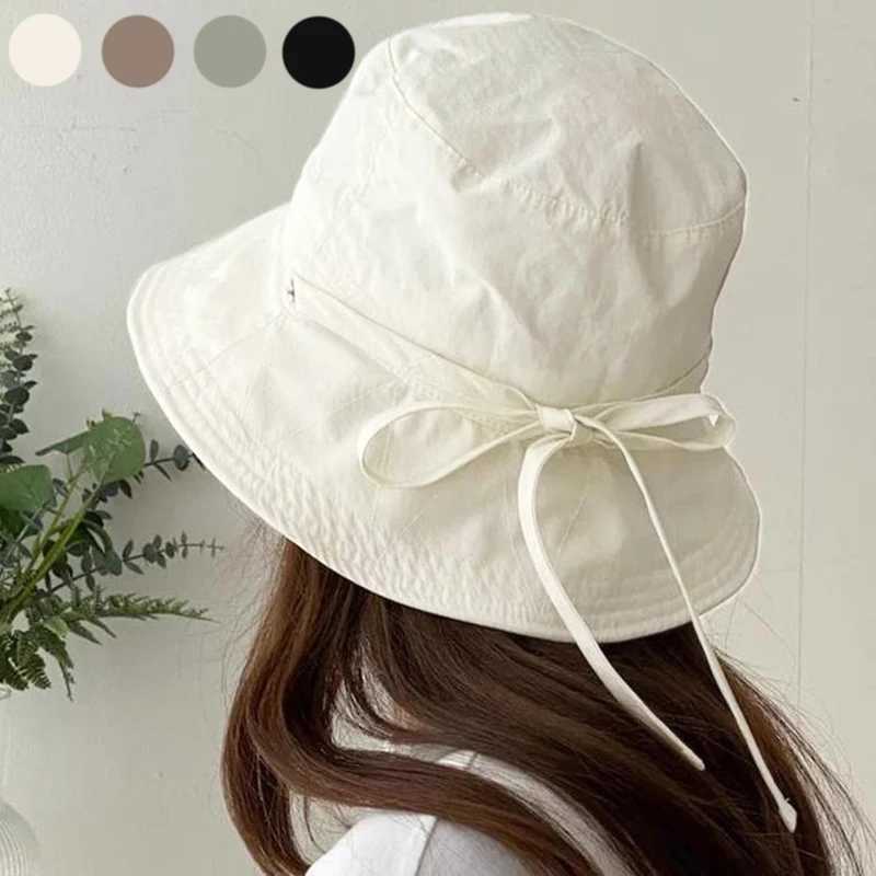 Fashion Women Summer Sun Hat - UV Protection Cotton Linen Wide Brim Beach Hat Foldable Solid Color Simple Lightweight Shade Cap W250609