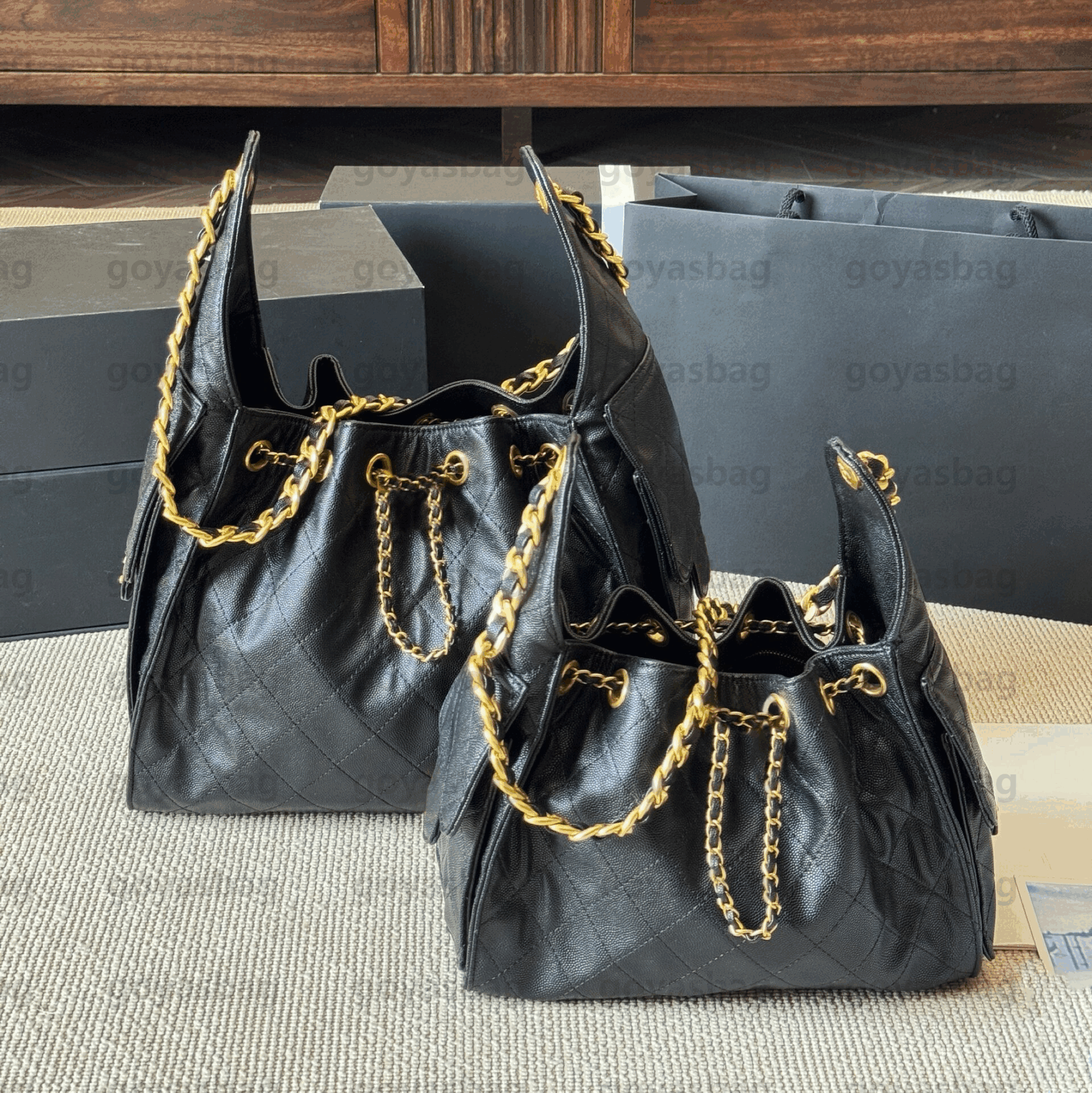 tote summer 25 designer bag genuine grained leather siery black calfskin chain shoulder hobo mirror quality purse women clutch sac handbag