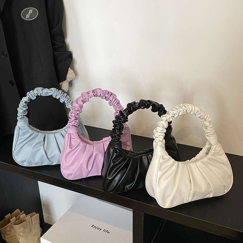 Pleated Cloud Niche Simple Texture French Underarm Fresh Sweet Korean Style Trendy Light Luxury Single Shoulder Women's Bag GUHUISHU