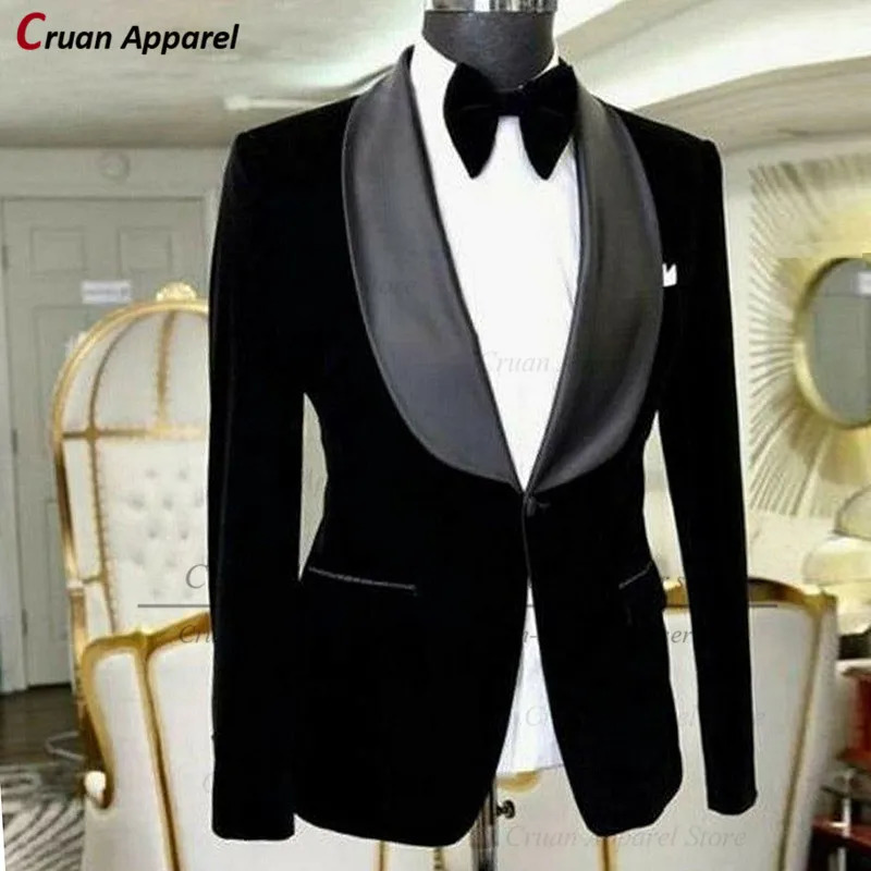 One Blazer Black Velvet Mens Blazers Tailor-made Formal Wedding Groom Man Suit Jacket Slim Fit Formal Male Coat Tops 250606BJ