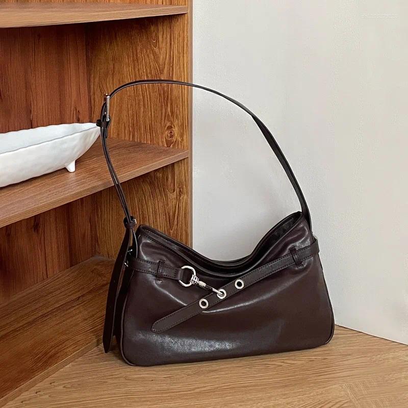 Totes Arrivée Tanné En Peau De Mouton Femmes Aisselles Sac 2025 Haute Qualité Rétro Polyvalent Sacs À Main Unique Épaule Bandoulière Café