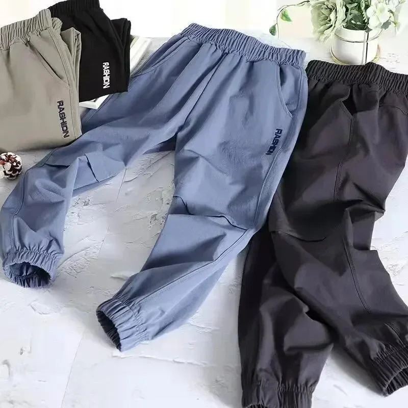 Spring Autumn Style Quick Drying Sports Summer Children Clothing Boys Casual Pants Thin Breathable Mid Large Children 250609
