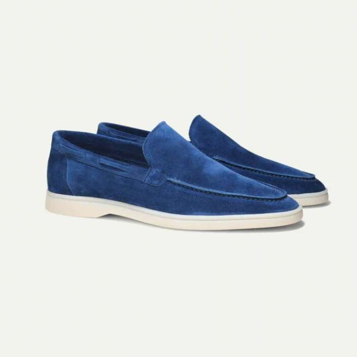 2025 Spring and Summer New Le Fu Suede Cow Muscle Soft Bottom One Step Stepping Driving Flat Shoes for Men