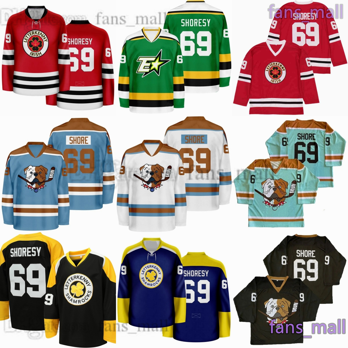 Custom S-6XL Movie Hockey Letterkenny Irish 69 Shoresy Jersey Classic Retro Embroidery Breathable Sport Sale High Quality Jerseys Ice Sport Throw