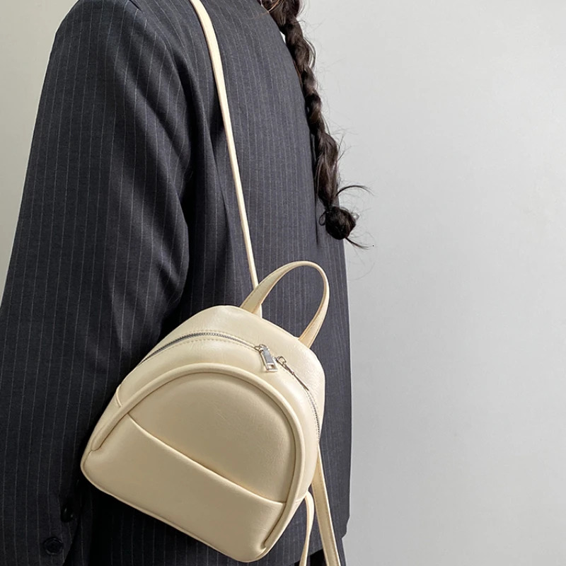 Simple Sweet Pu Womens Backpacks Fashion Solid Color Casual Female Backpack Novel Cute Ladies Handbag Shoulder Bag Tote Purse 250609
