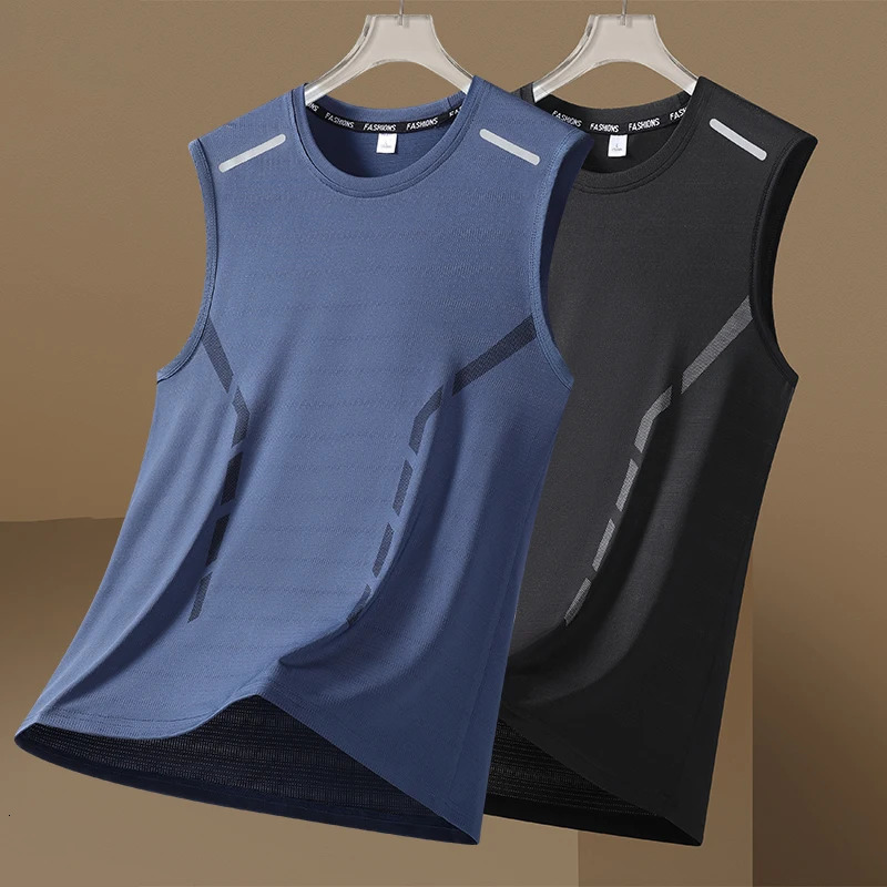 Ice Silk Vest Summer Sports Uniform Quick-drying Mens Casual Thin Breathable Top Man Sleeveless Shirt Vests 250606