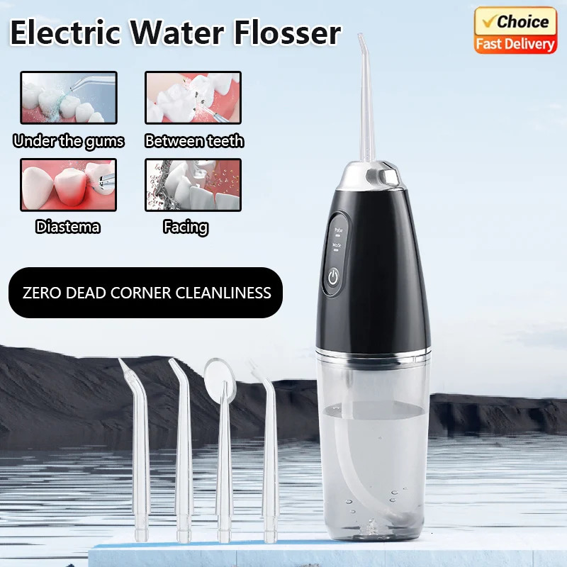 Portable Electric Water Flosser Oral Irrigator 4 Jet 3 Mode Rechargeable Dental Teeth Cleaner for Home Travel Use 250618