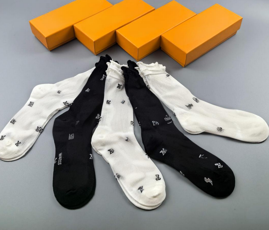en's Socks stocking multiple colour Fashion Women and Men Cotton Breathable Basketball football Sports Wholesale Classic stripes With Box 5/pai