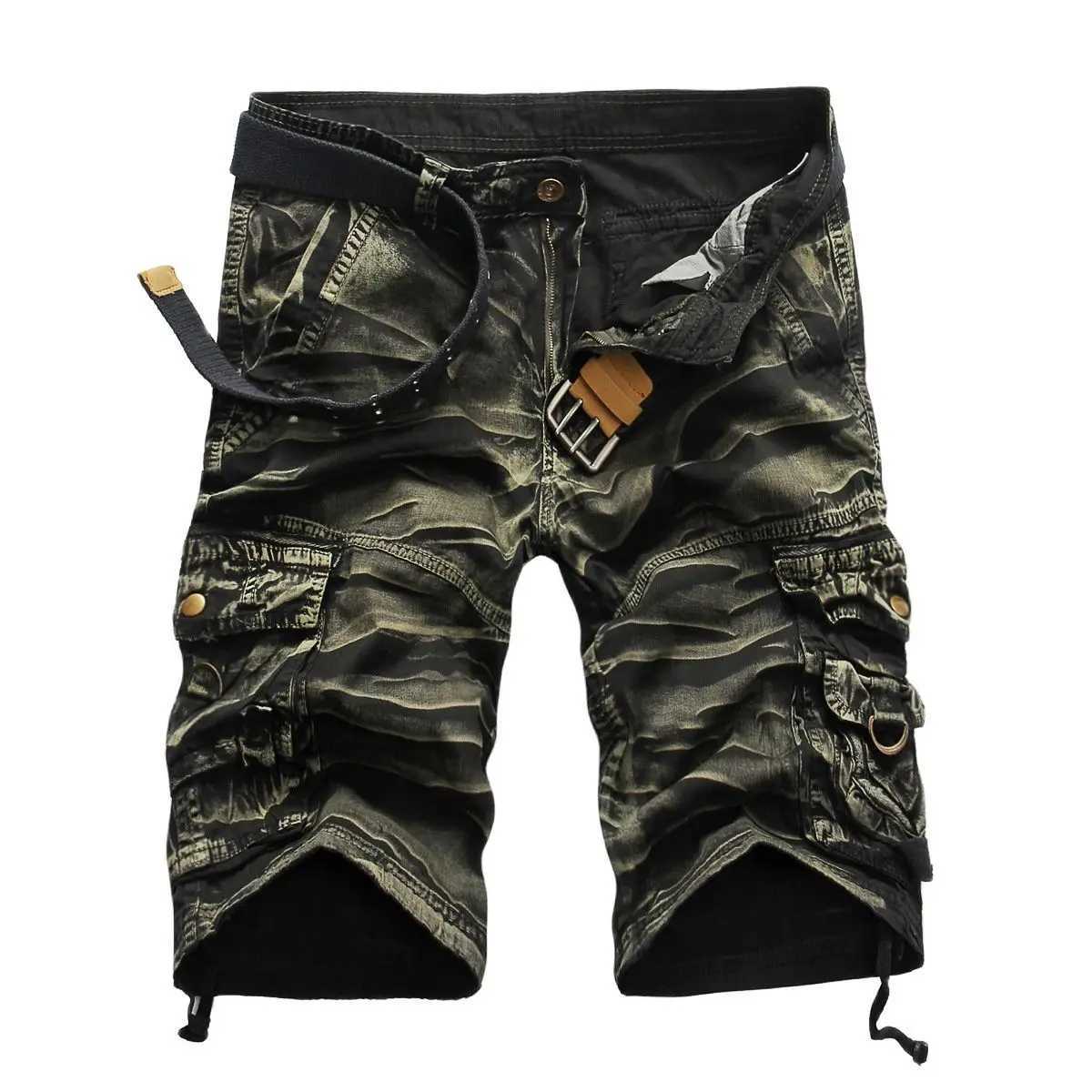 Summer Cargo Shorts Men Cool Camouflage Cotton Casual Mens Short Pants Brand Clothing Comfortable Camo Men Cargo Shorts No Belt W250610