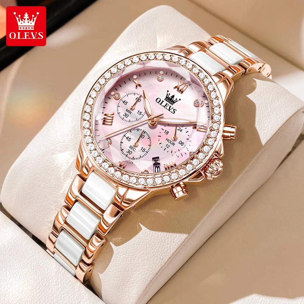 OLEVS 9999 femmes élégantes montre calendrier multifonctionnel diamant montre Simple Bracelet ensemble femmes montre à Quartz Reloj 250606