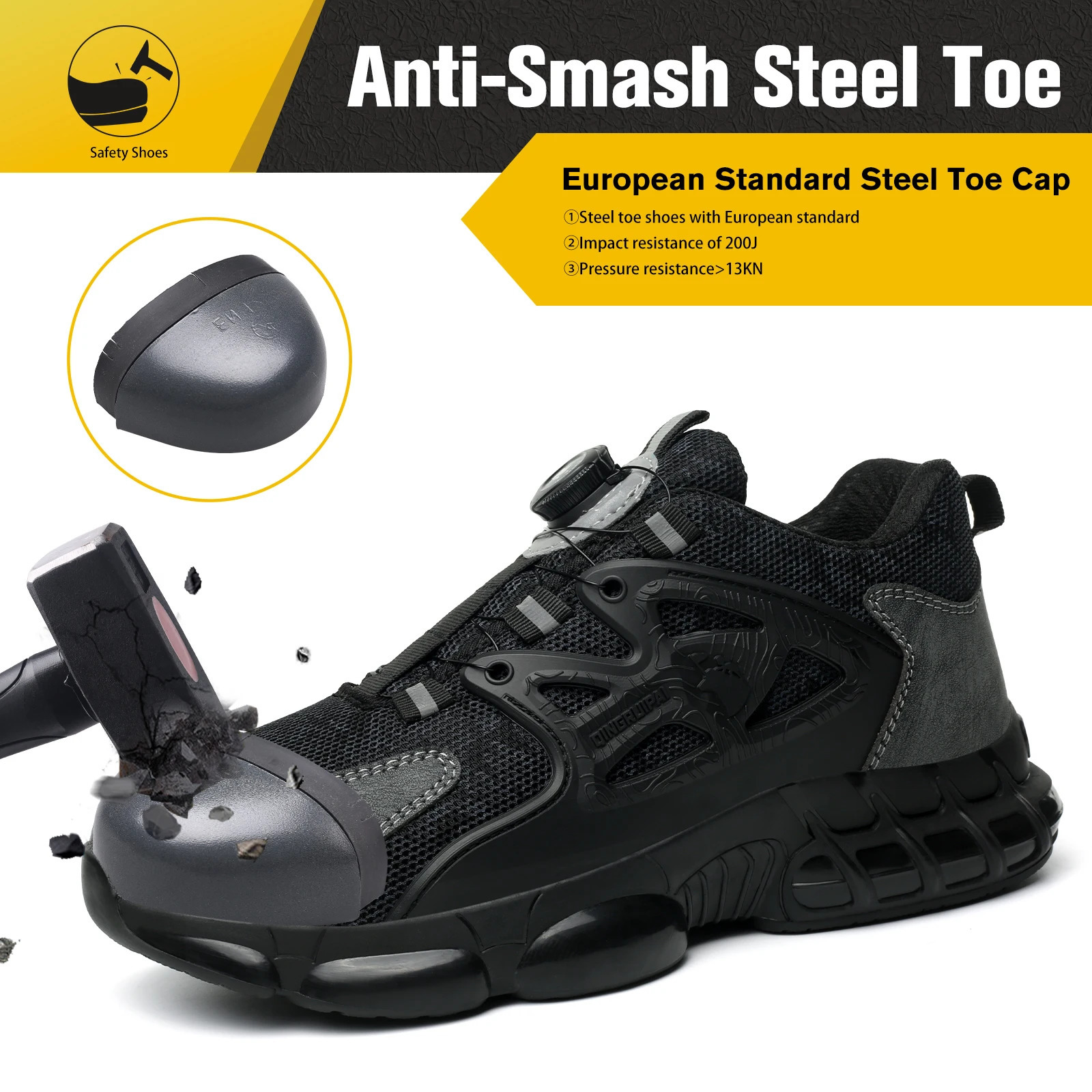 Chaussures anti-non-puncture et de sécurité anti-smash sans lace