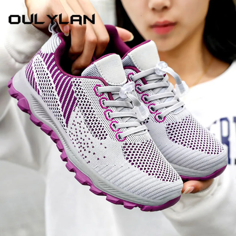 Oulylan femmes mode décontractée baskets respirantes net pas de chaussures de marche plates gymnase confortable les chaussures masculines profess