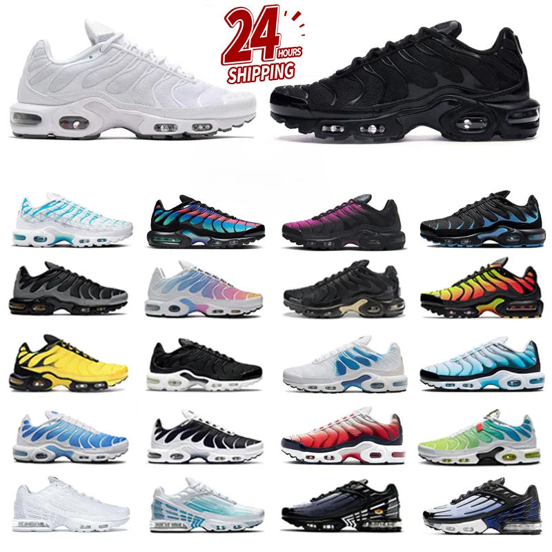 Tn Plus 3 Chaussures de course homme femme triple blanc noir bleu ciel dégradé Dusk Unity tns Plus tennis respirant baskets sport plein air taill