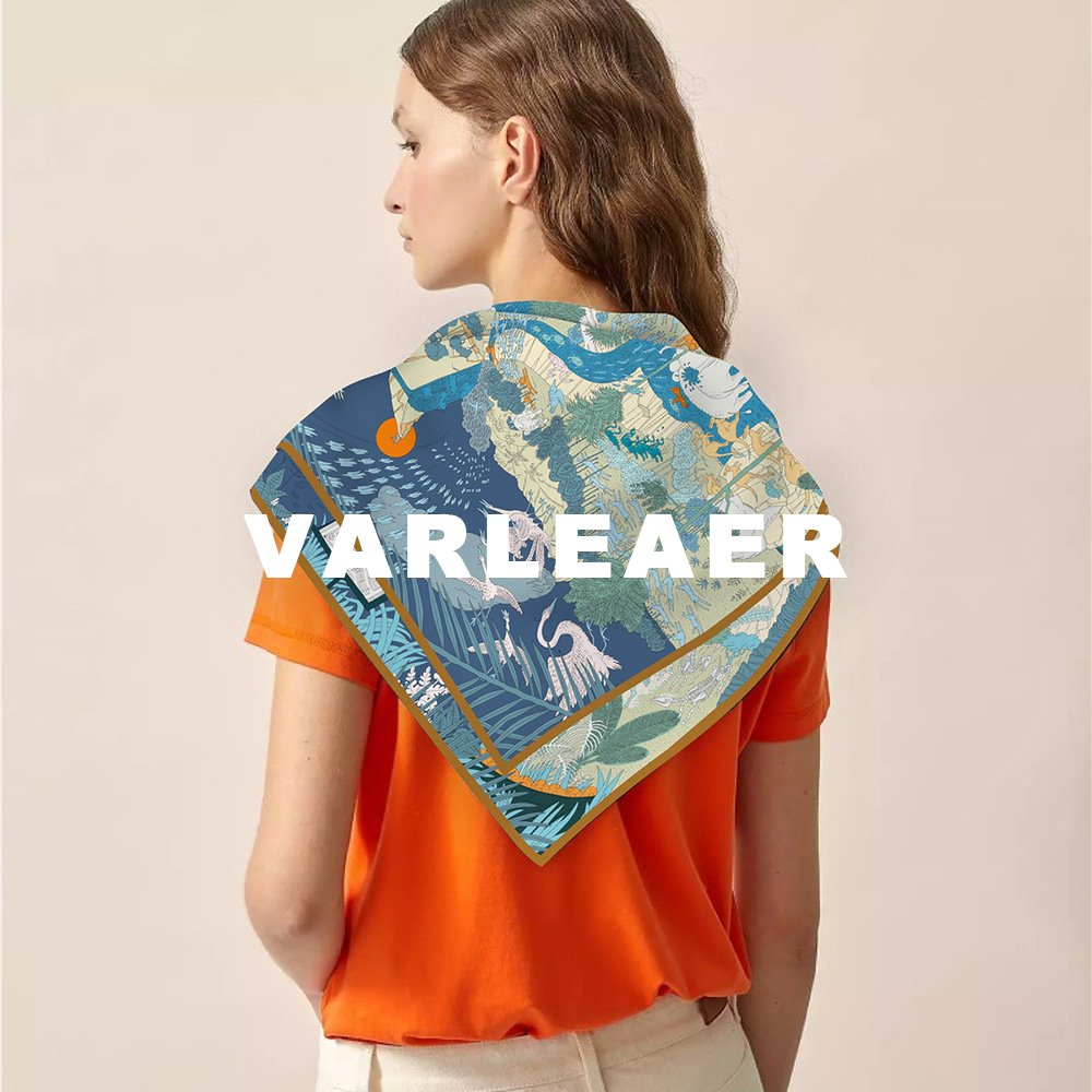 Animal Party Silk Scarf 90CM Women Twill Head Scarves Shawls Bag Bandanas Summer Spring Hair Accessories Female Foulard Femme Lover Gift