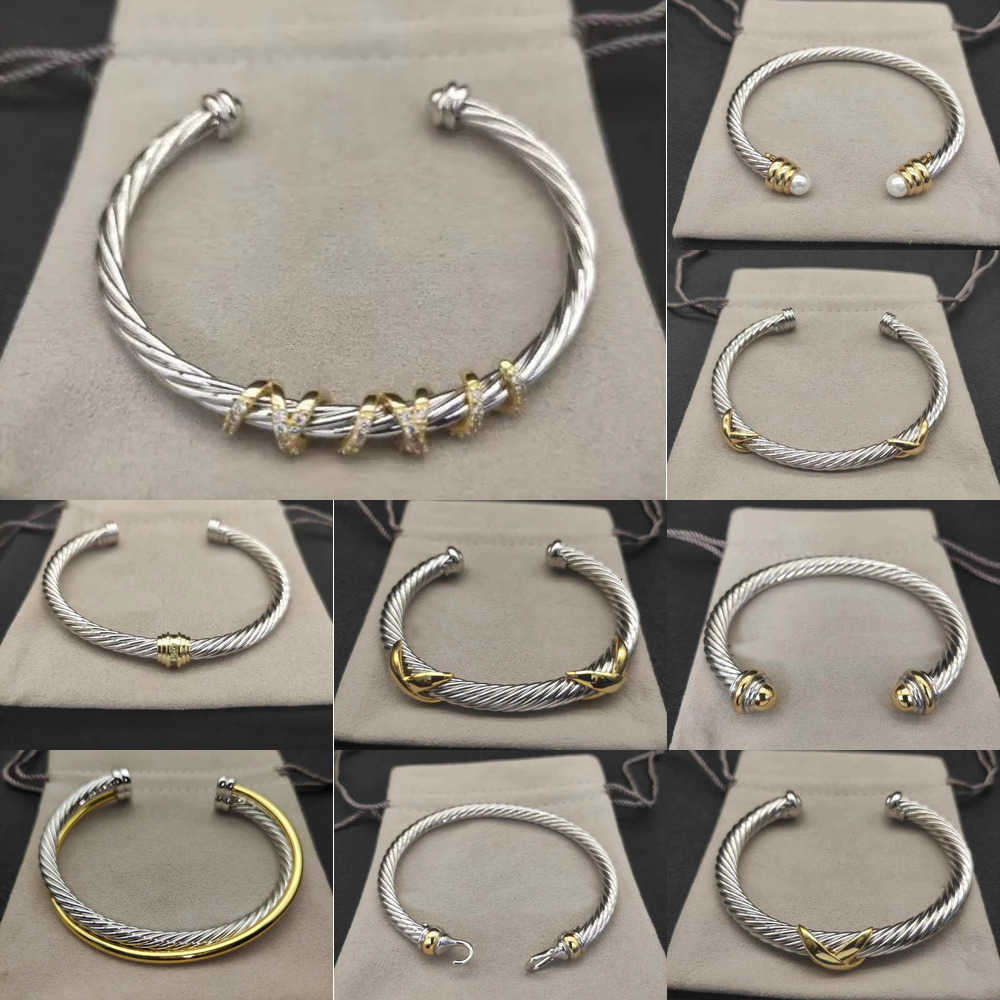 Designer bracelet fashion vintage cable bracelet High quality s925 silver gold bangle luxury jewelry pearl women men cuff bangle 20 options 5/7mm si